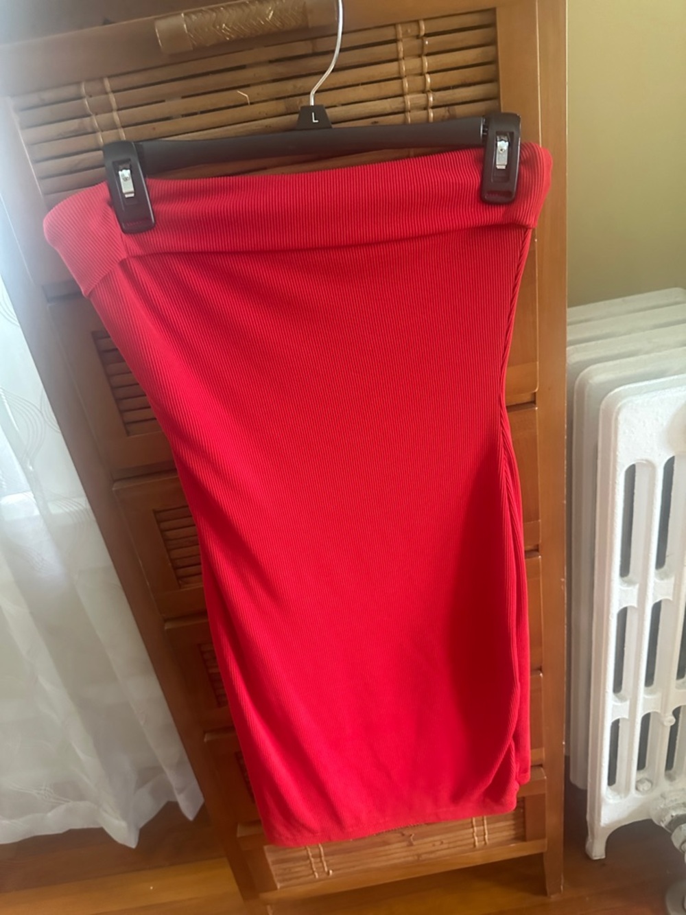Amazon Red Ribbed Midi Tube Dress